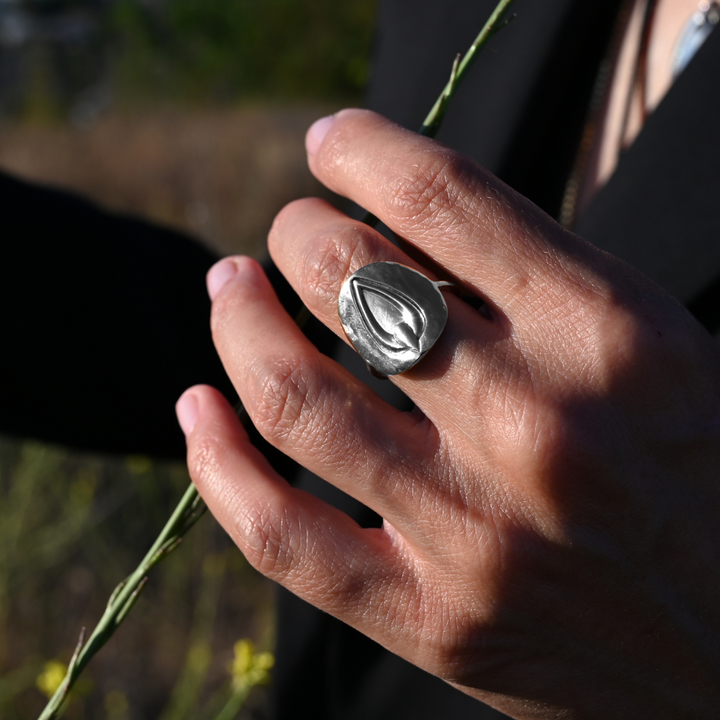 Pussy Prophecy Medallion Ring Silver