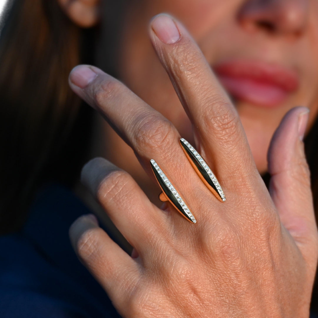 Crevice Diamond Pave Ring