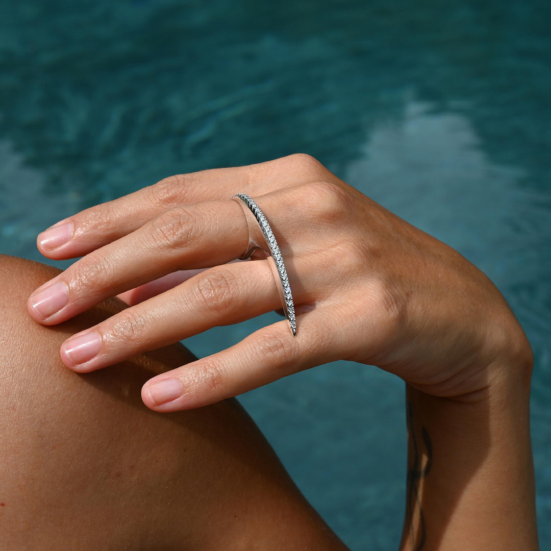 Large Diamond Slice Ring Silver