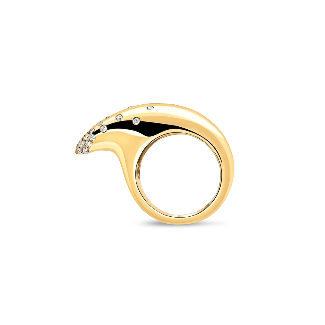Medium Crescent Diamond Disperse Ring 18K