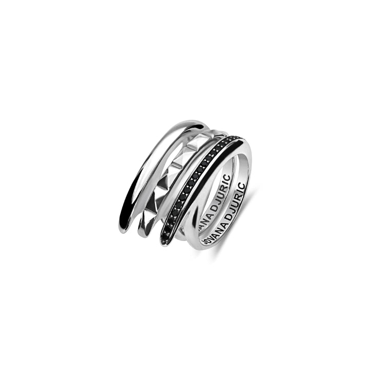 Slice II Black Diamond Pave Ring Silver