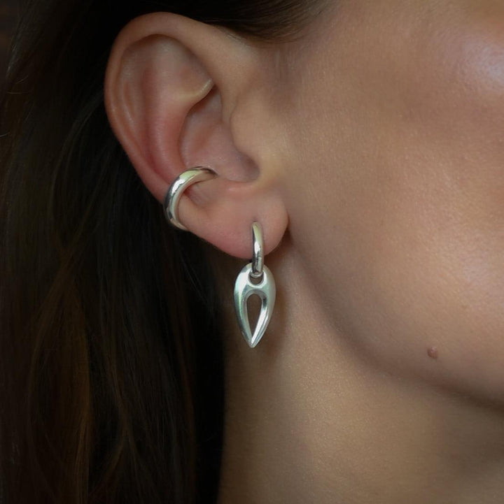 Small Seeker Silver Hoop Earring