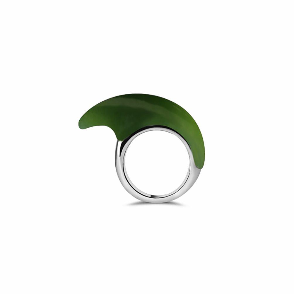 Jade M Crescent Ring Silver
