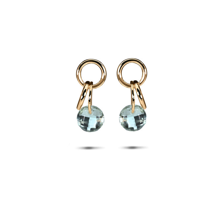 Mini Charmer Earrings with Aquamarine in 18K Gold