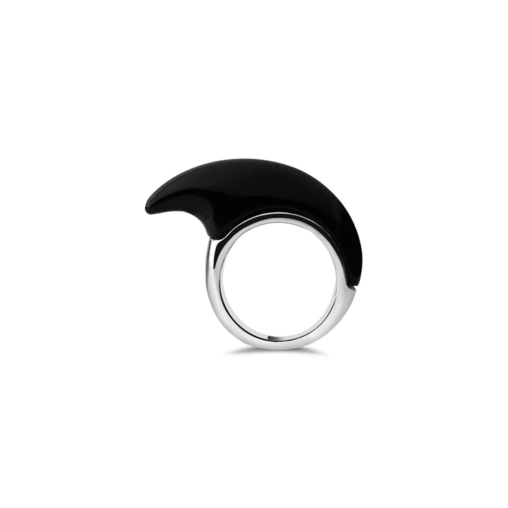 Onyx M Crescent Ring Silver