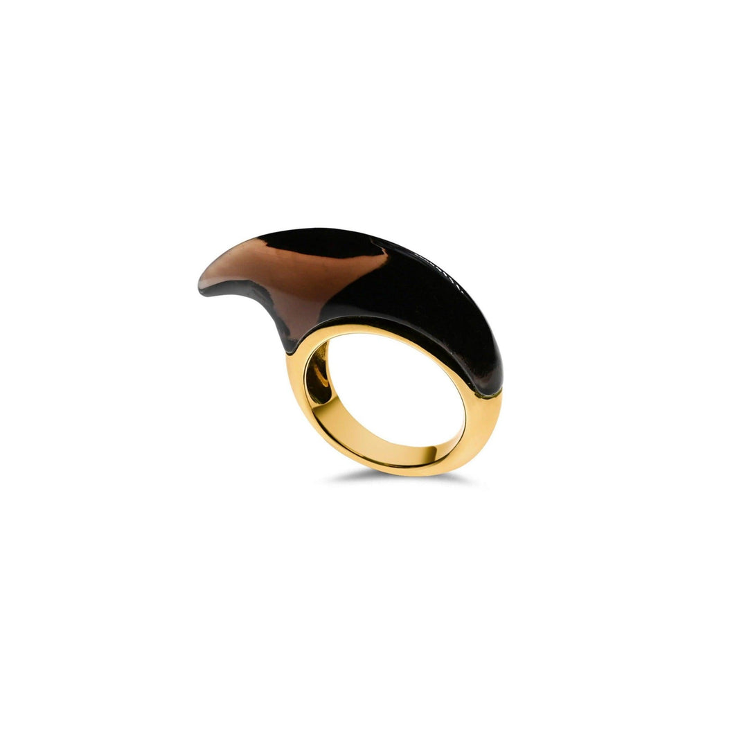 Smokey Topaz M Crescent Ring 18K
