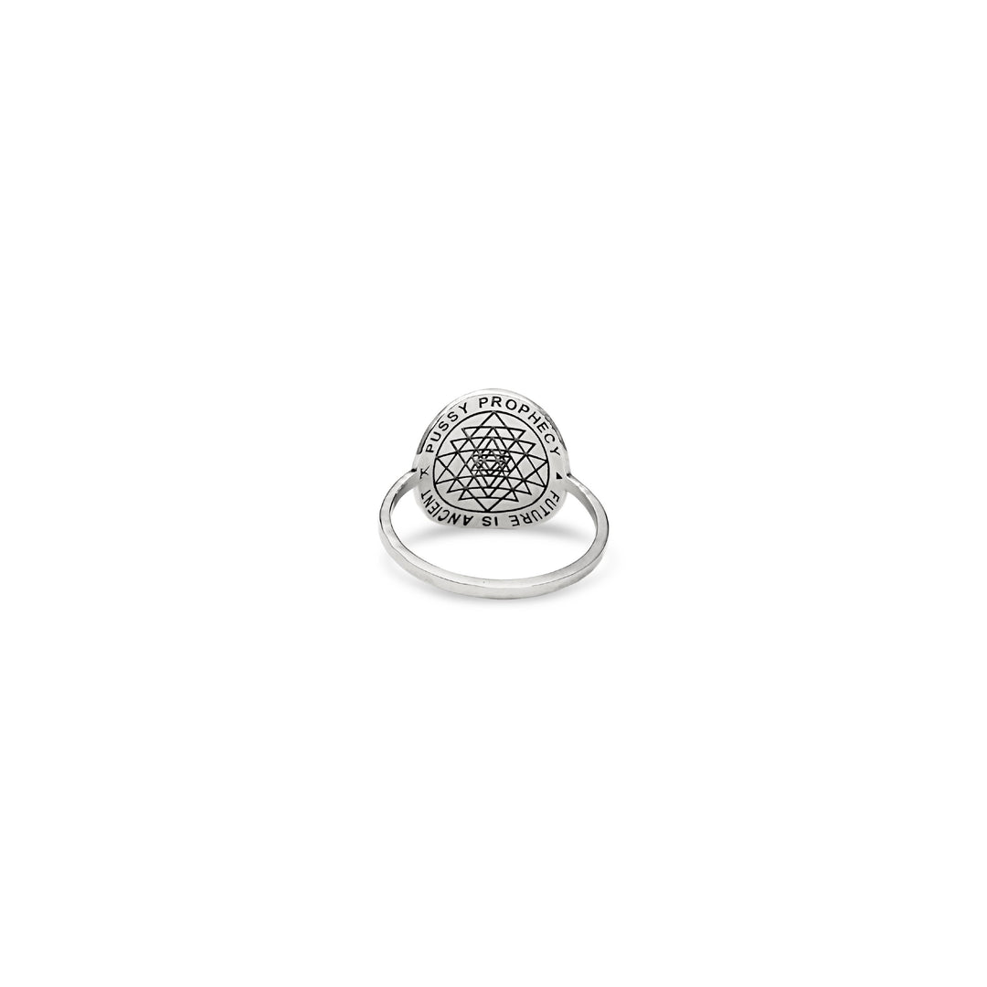 Pussy Prophecy Disc Ring Silver