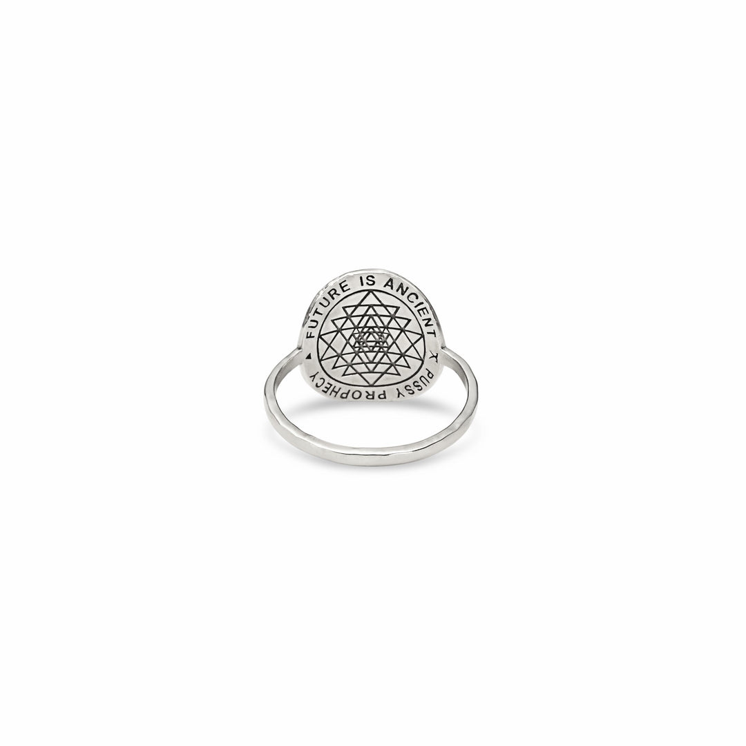Pussy Prophecy Medallion Ring Silver