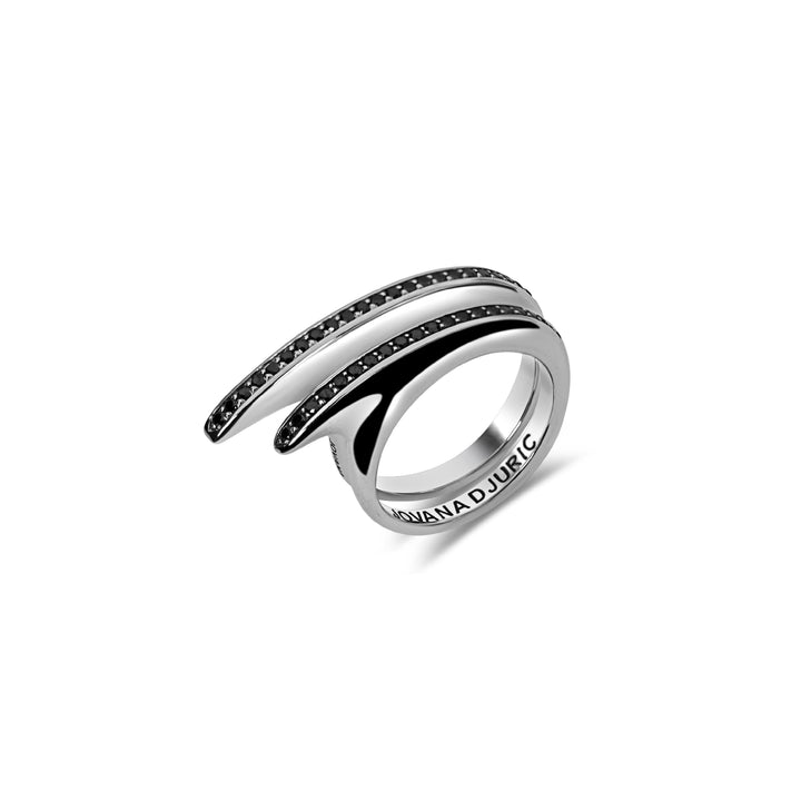 Slice II Black Diamond Pave Ring Silver