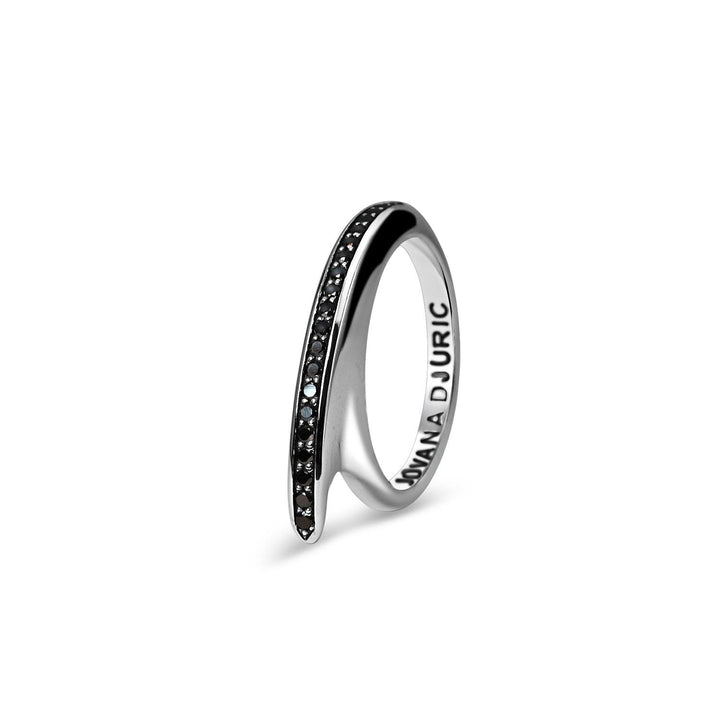 Slice II Black Diamond Pave Ring Silver