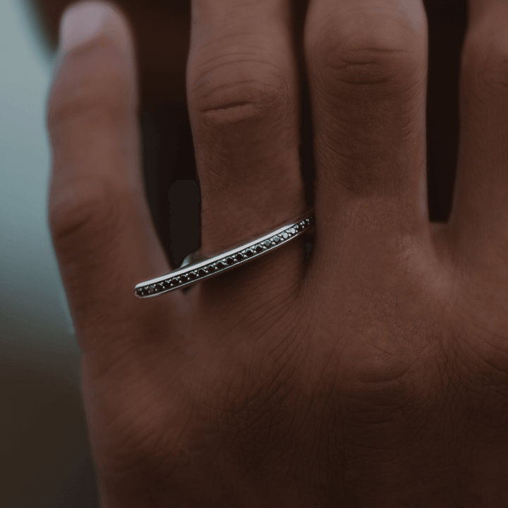 Slice II Black Diamond Pave Ring Silver