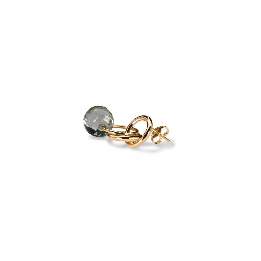 Mini Charmer Earrings with Green Amethyst in 18K Gold