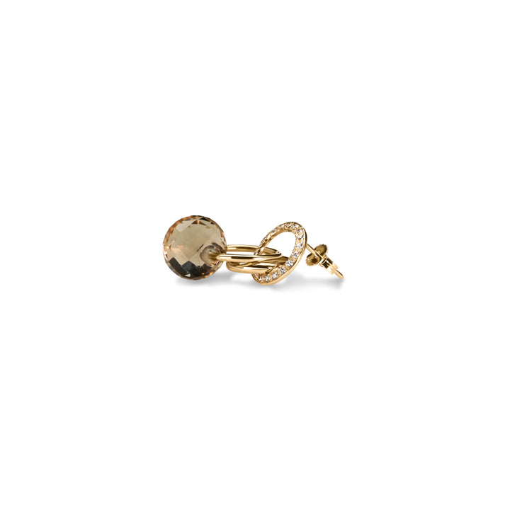 Mini Charmer Diamond Pave Earrings with Smokey Topaz in 18K Gold