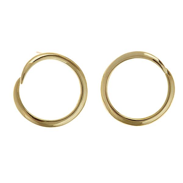 Split Frontal Medium Hoop Earrings Gold Bronze