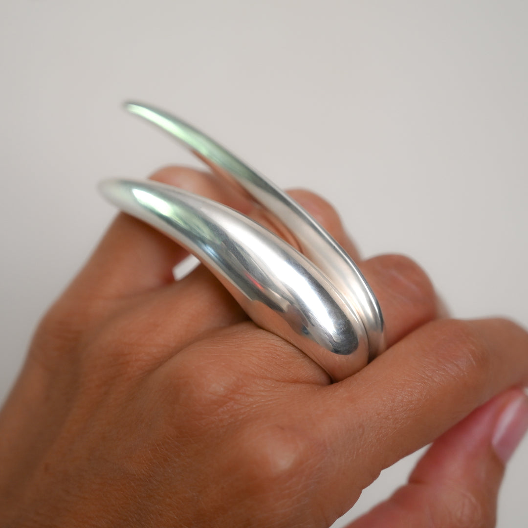 Aligned Silver Ring Stack