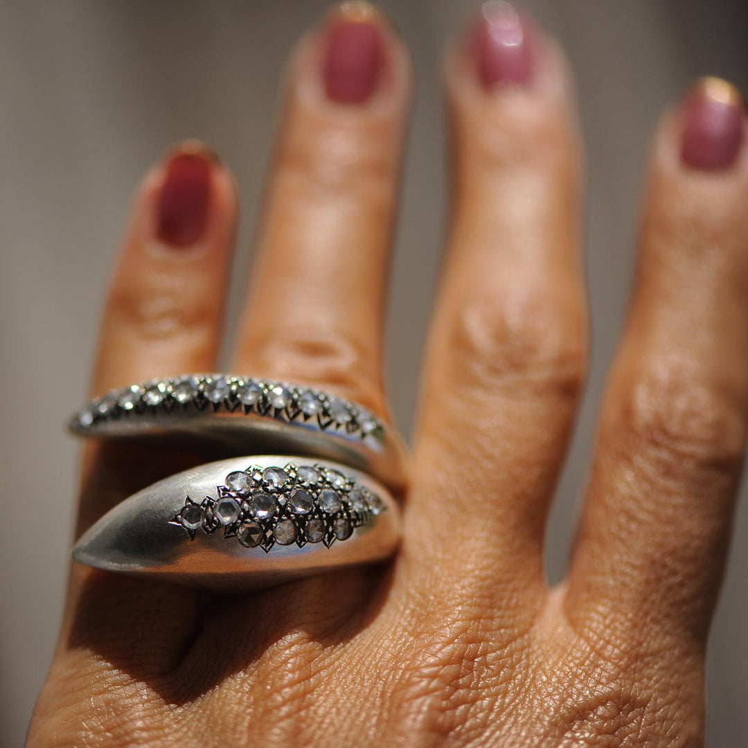 Large Crescent Diamond Ring - Dragon Tail