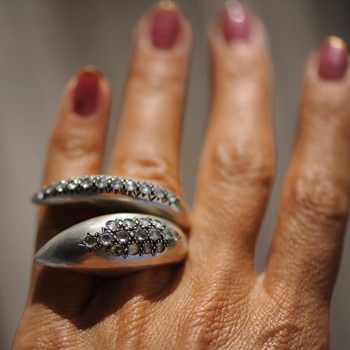 Large Crescent Diamond Ring - Dragon Tail