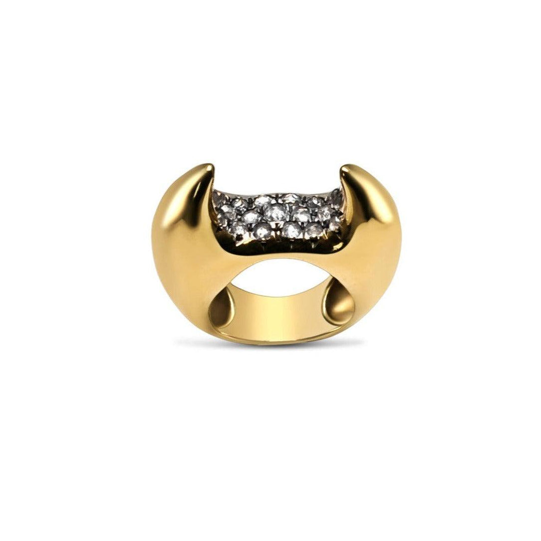 Horus Double Horn Moss Ring 18K