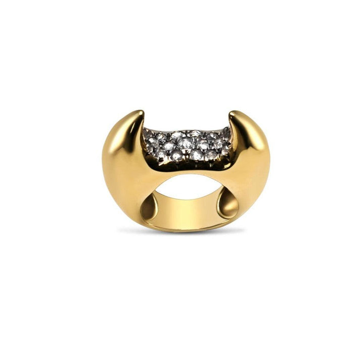 Horus Double Horn Moss Ring 18K