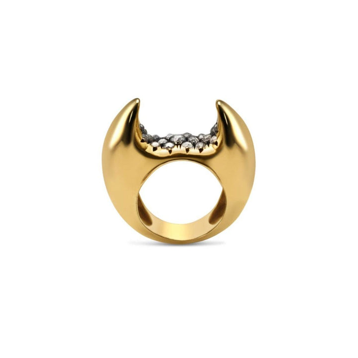 Horus Double Horn Moss Ring 18K