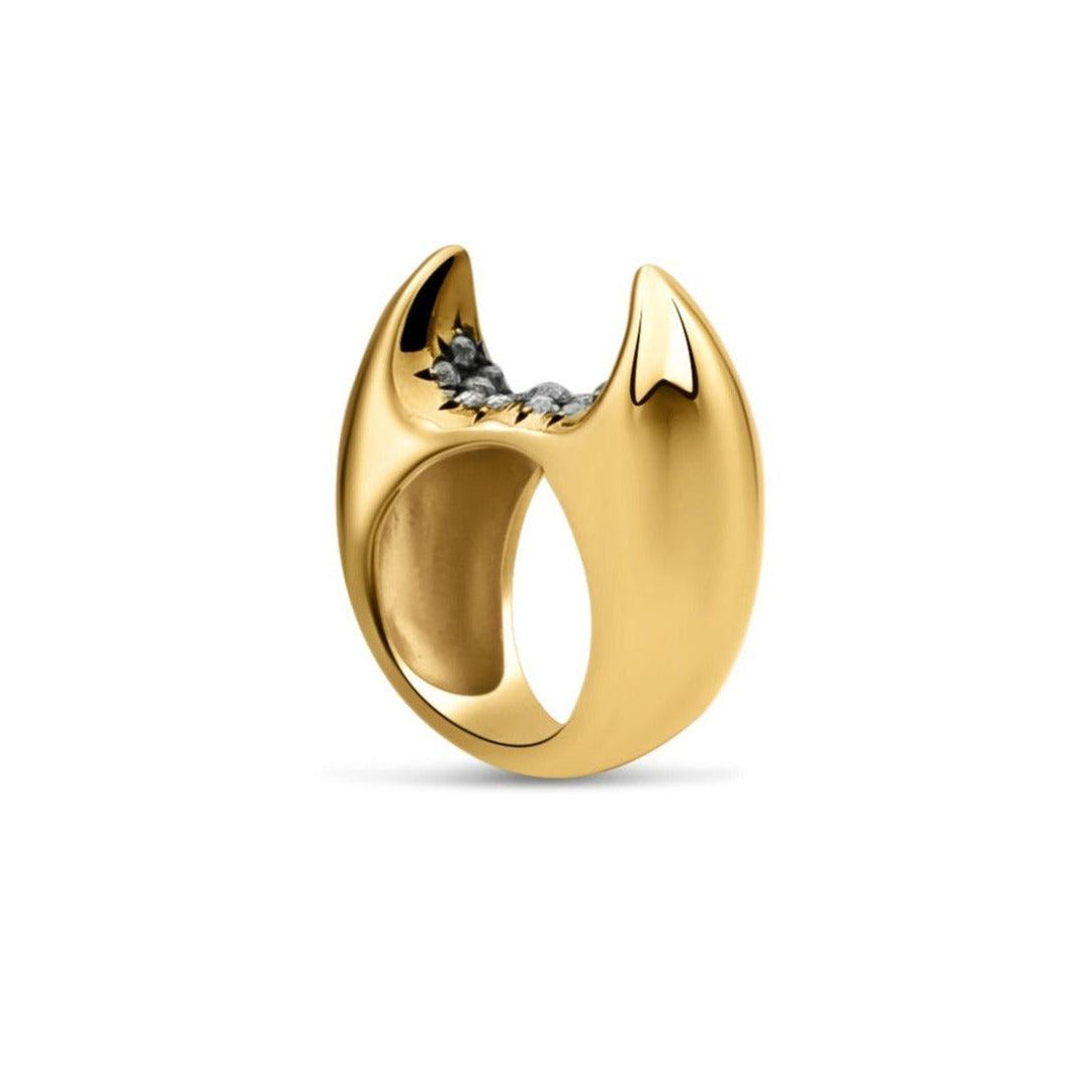 Horus Double Horn Moss Ring 18K