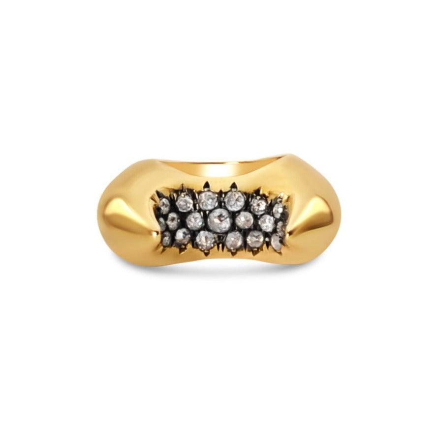 Horus Double Horn Moss Ring 18K