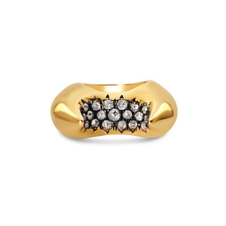 Horus Double Horn Moss Ring 18K