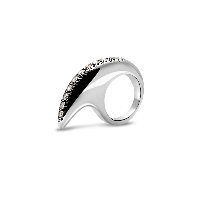 Large Crescent Diamond Ring - Dragon Tail