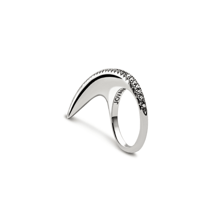 Large Diamond Slice Ring Silver