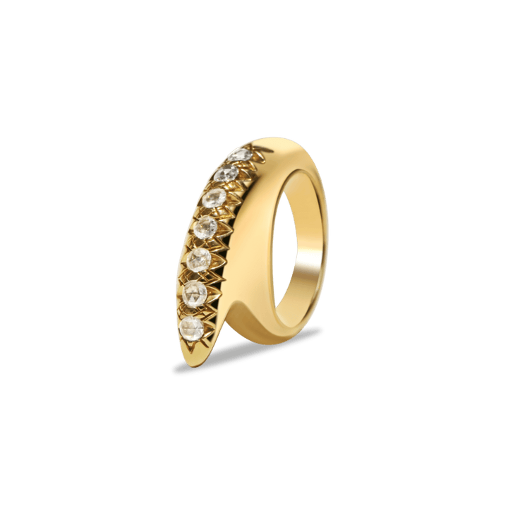 Medium Crescent Diamond Ridge Ring 18K