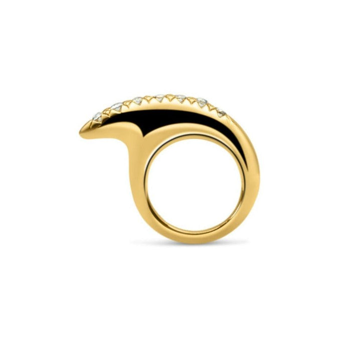 Medium Crescent Diamond Ridge Ring 18K