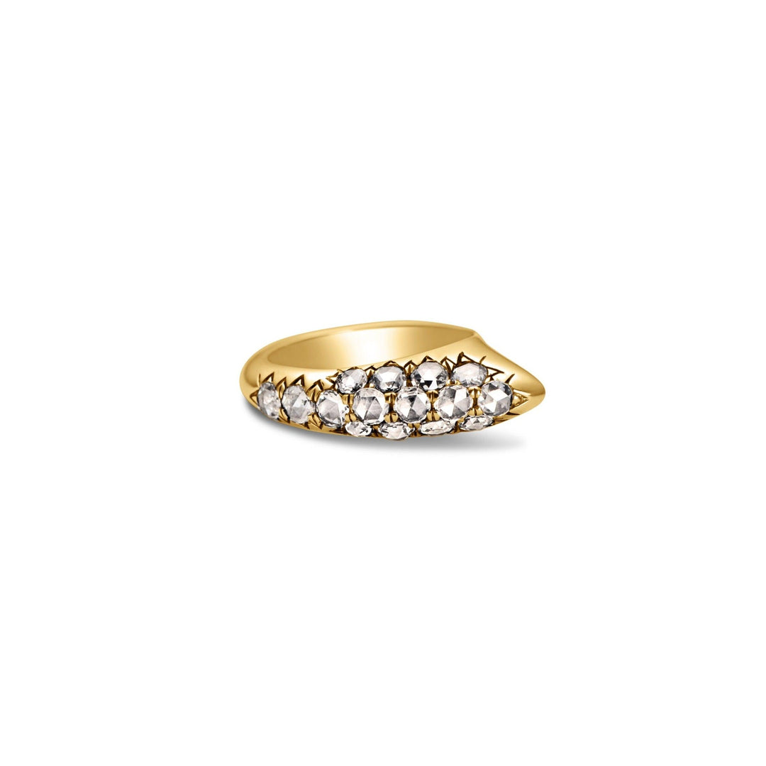 Small Crescent Diamond Moss Ring 18K