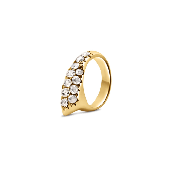 Small Crescent Diamond Moss Ring 18K