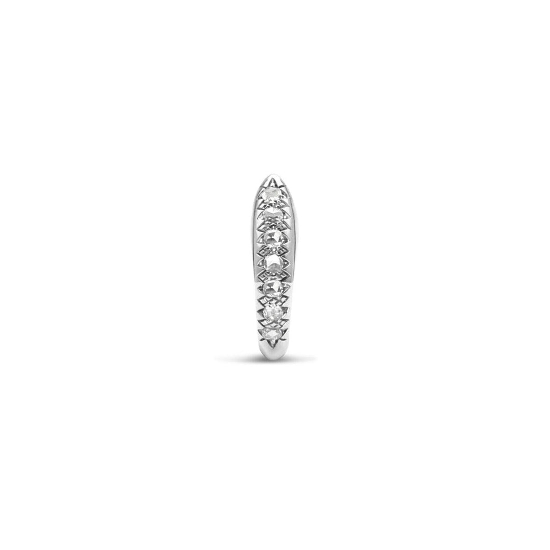 Small Crescent Diamond Ridge Ring Silver