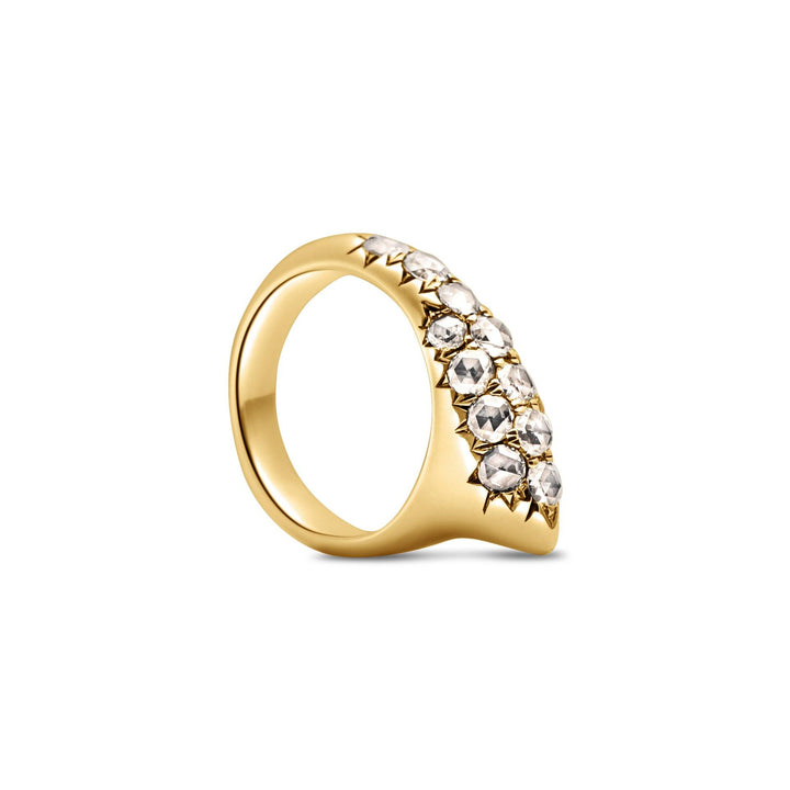Small Crescent Diamond Moss Ring 18K
