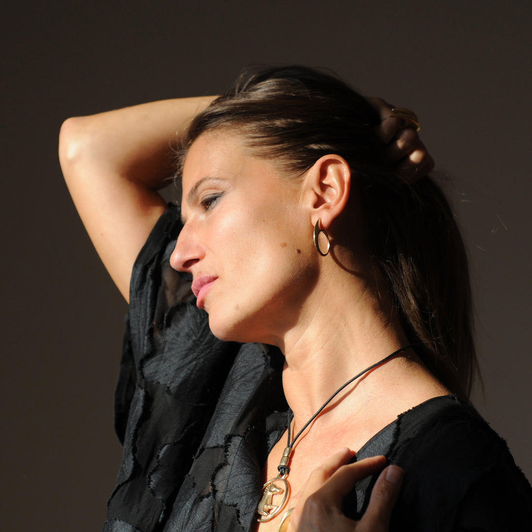 Bastet Hoop Earrings Gold Bronze
