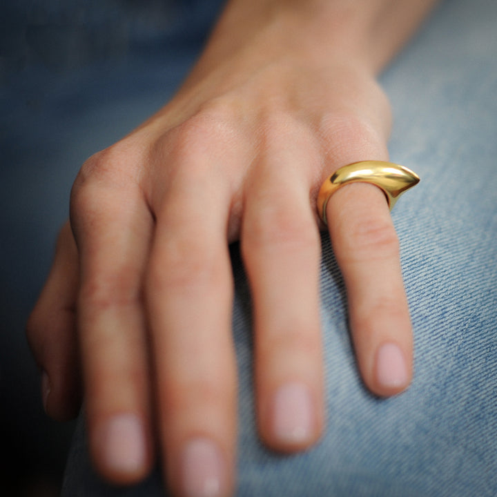 Small Crescent Ring Gold Bronze