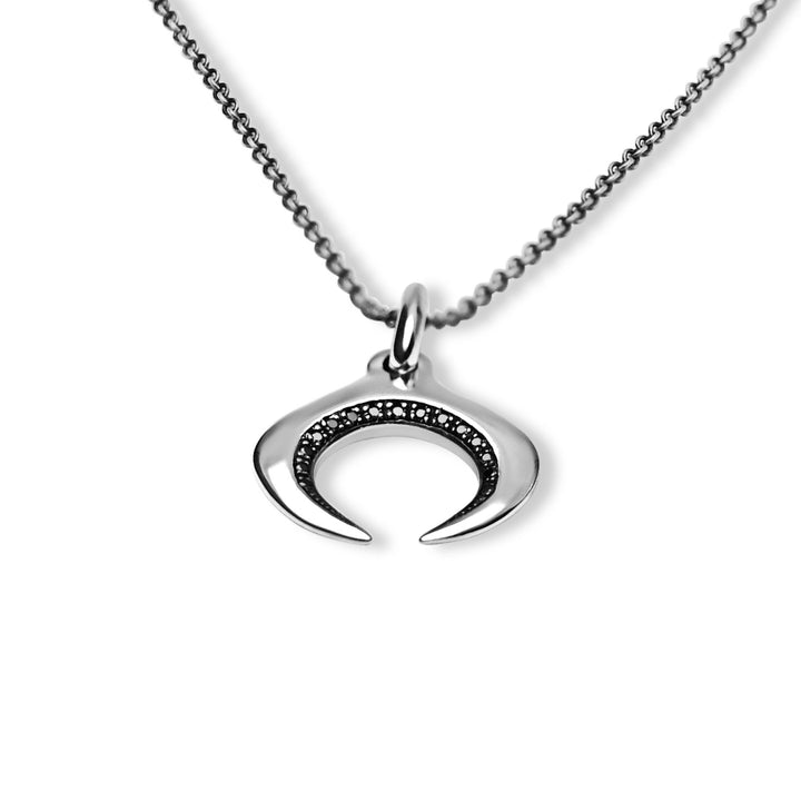 Black Diamond Embrace Pendant Silver Necklace