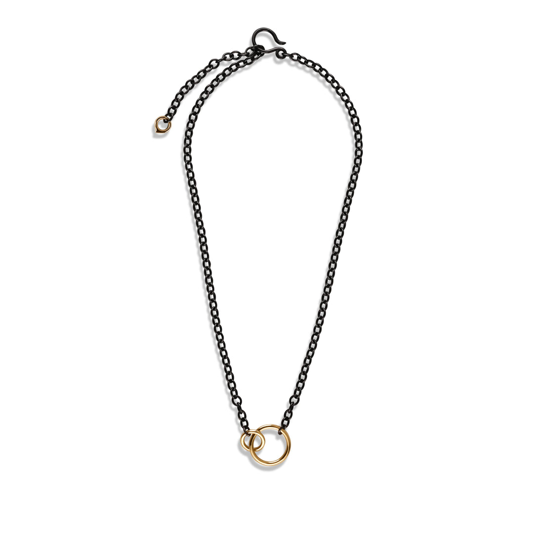 Big Love Chain Necklace in 18K Gold and Blackened Sterling Silver