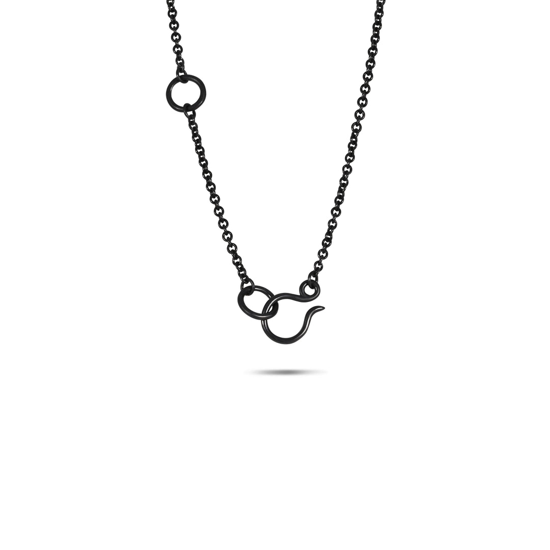 Loving Chain Necklace In 18K Gold and Blackened Sterling Silver