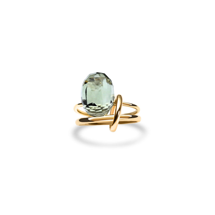 Gypsy Charmer Ring with Green Amethyst in 18K Gold