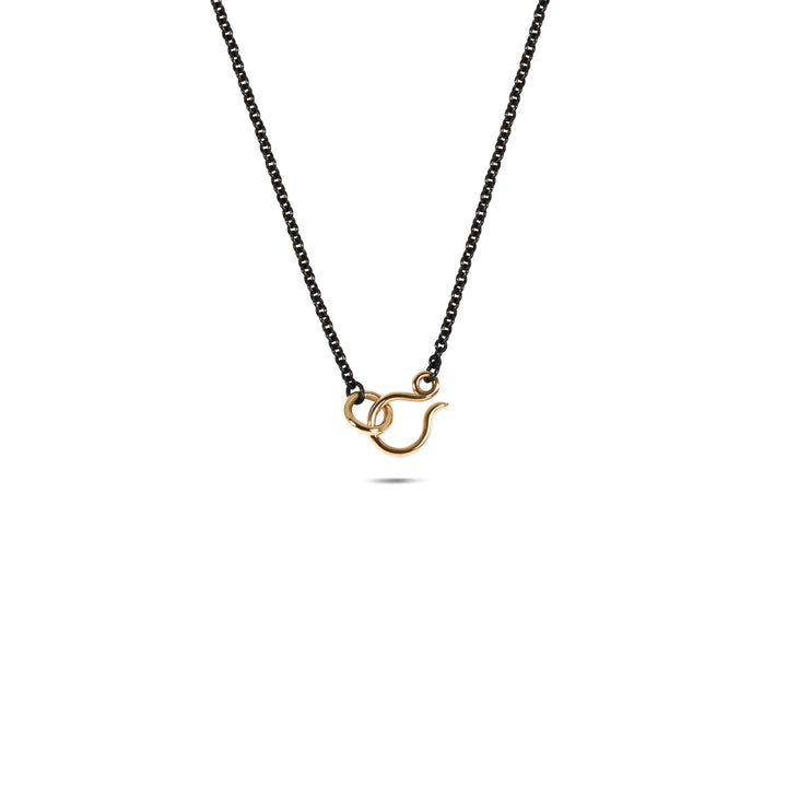 Loving Chain Wrap Necklace in 18K Gold and Blackened Sterling Silver