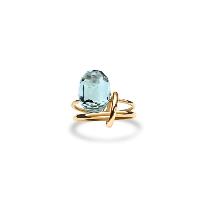 Gypsy Charmer Ring with Aquamarine in 18K Gold
