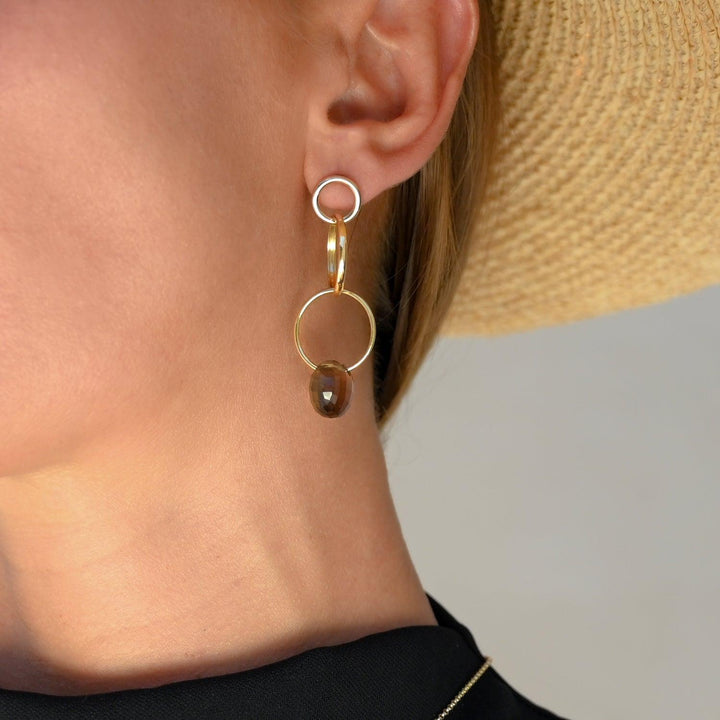 Gypsy Charmer Long Hoop Earrings 18K Gold