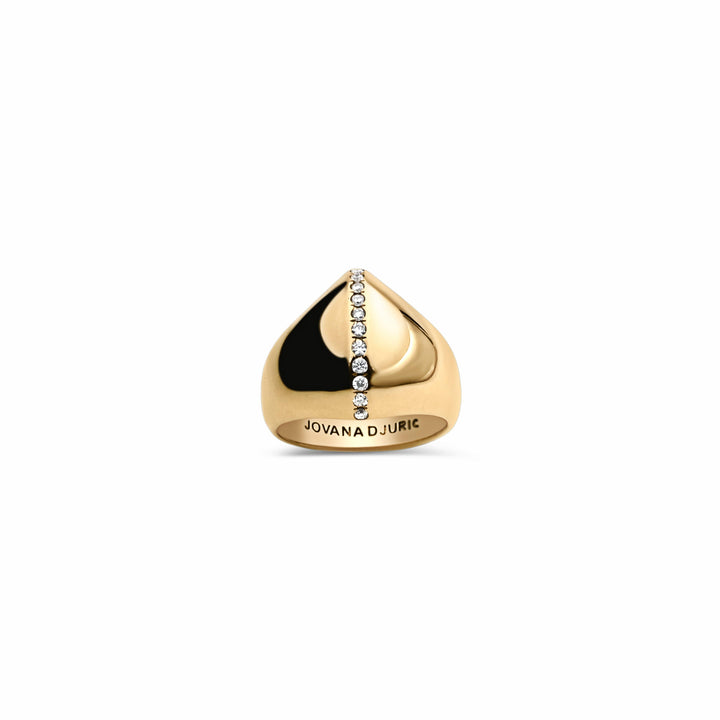 Kiss Signet Diamond Ridge Ring 18K