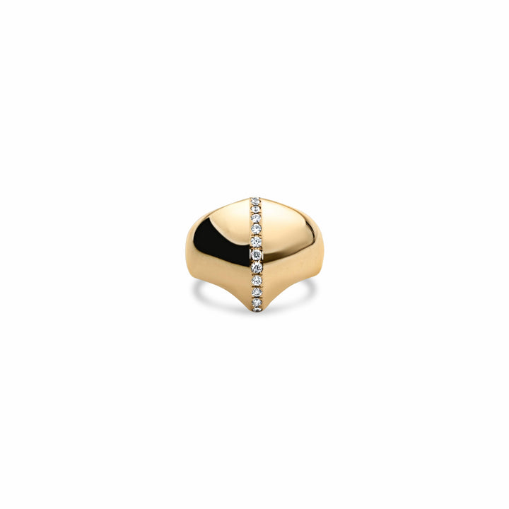 Kiss Signet Diamond Ridge Ring 18K