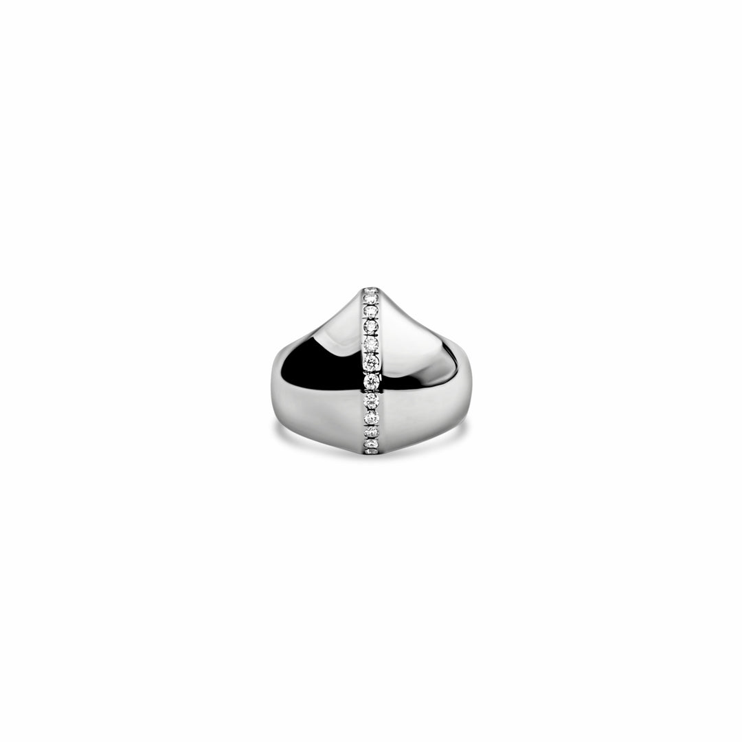 Kiss Signet Diamond Ridge Ring