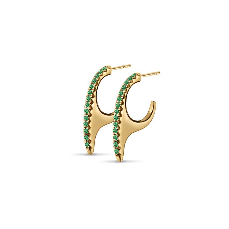 Small Slice Emerald Hoops 18K