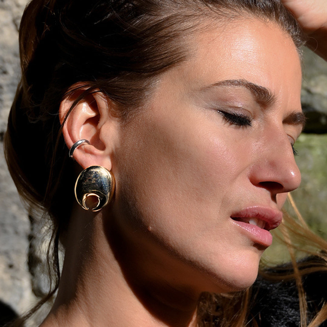 Large Pincher Button Earrings 18K Plated