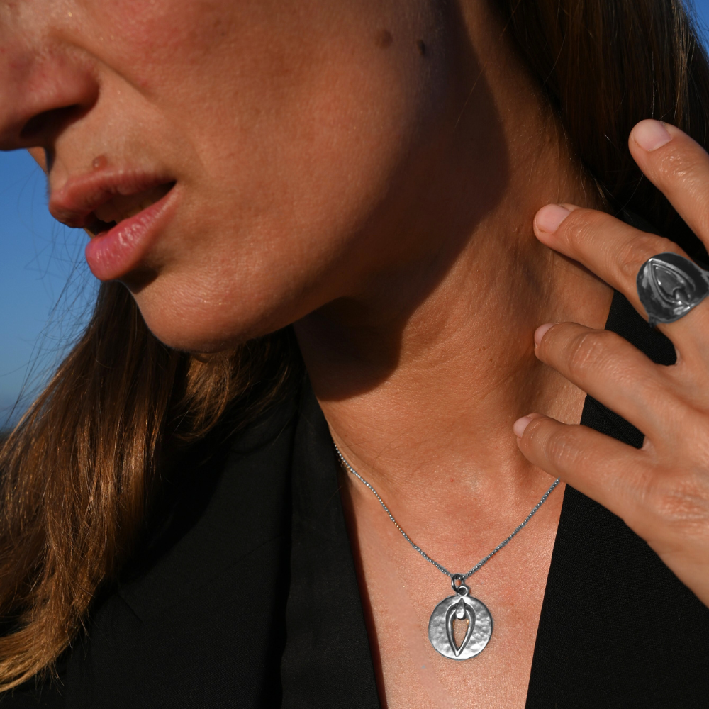 Pussy Prophecy Hammered Medallion Silver